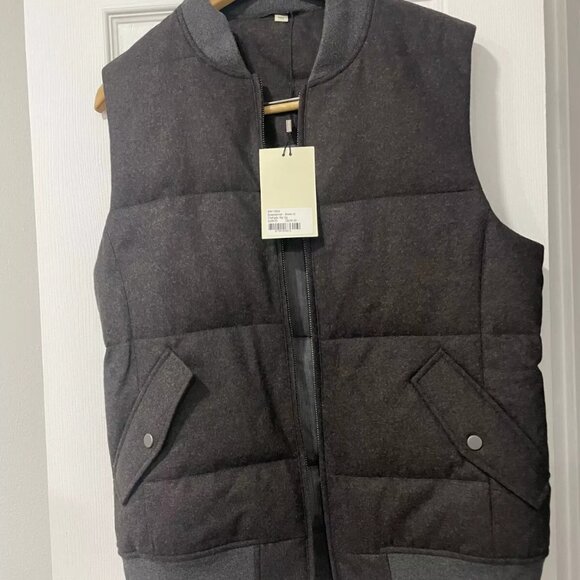 $259 SUITSUPPLY Mens Vest Flannel Wool Chengdu Rib Lined Down Zip